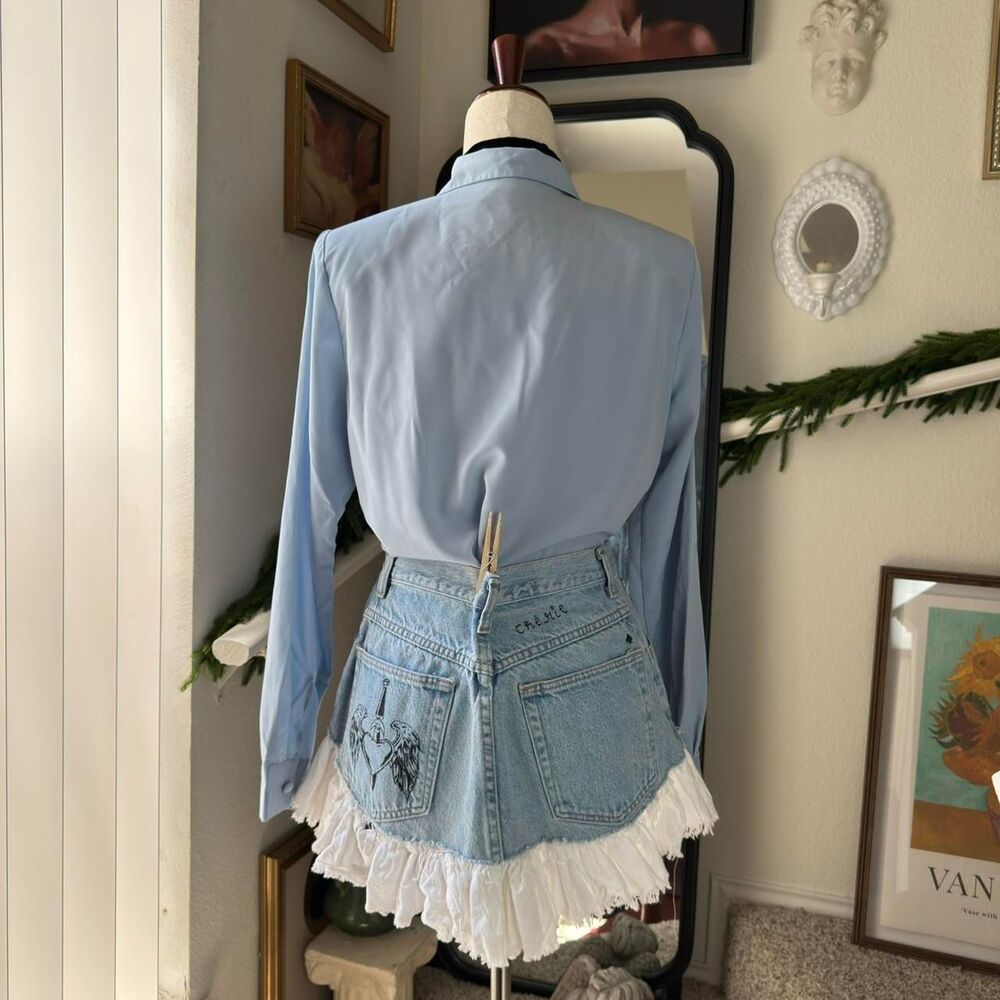 Vintage 70s Christie&Jill Light Blue Long Sleeve Button Up - Picture 5 of 8